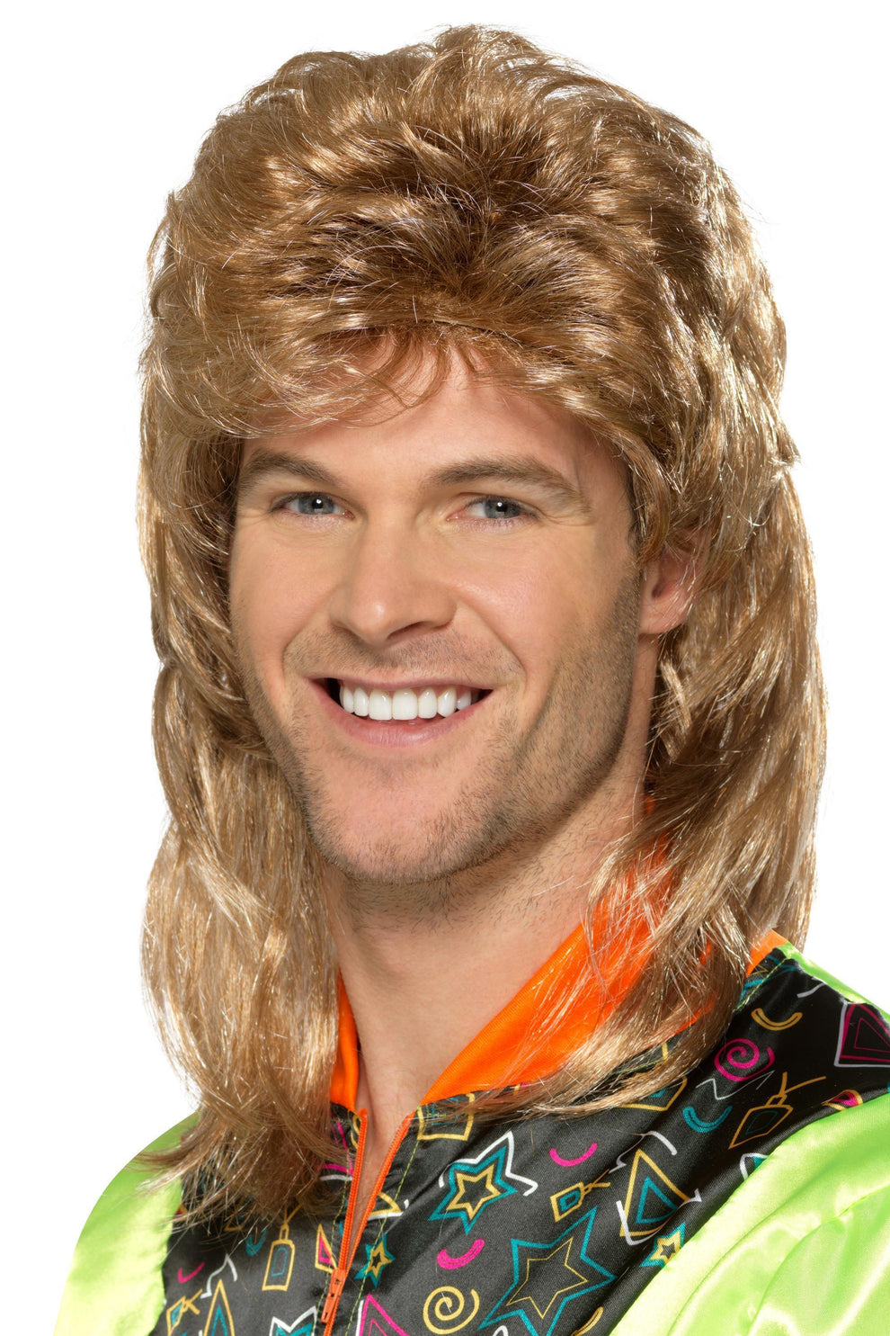 Mullet Wig, Brown, with Blonde Highlights | Smiffys