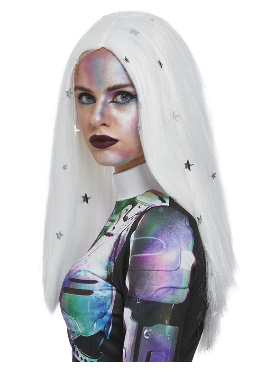 Smiffys Cosmic Wig White Silver Fancy Dress