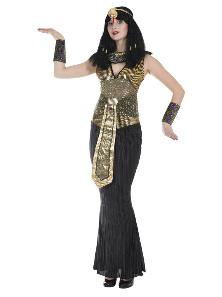 Cleopatra Costume Black Gold Medium Uk 12 14