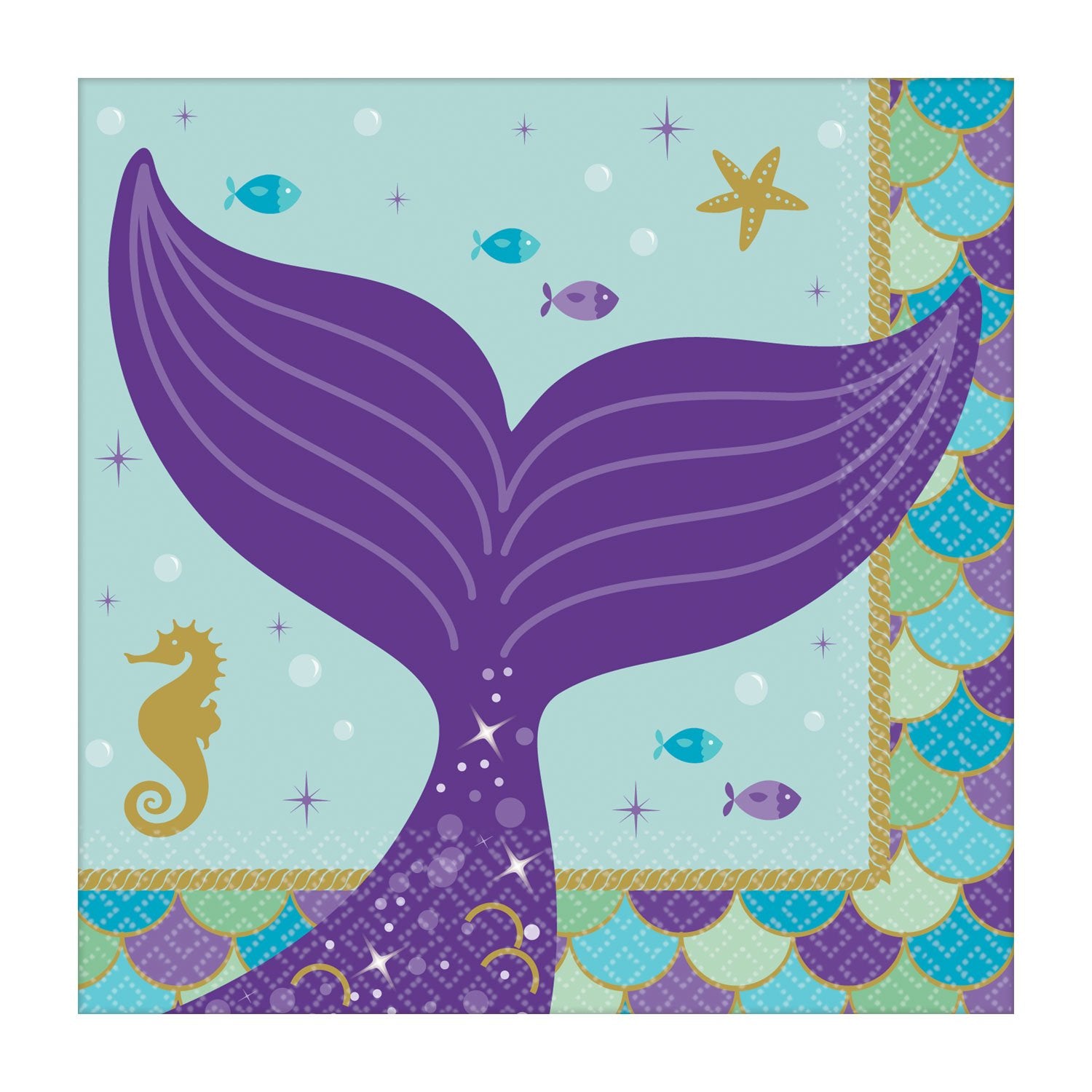 Click to view product details and reviews for Mermaid Party Paper Napkins 33cm.