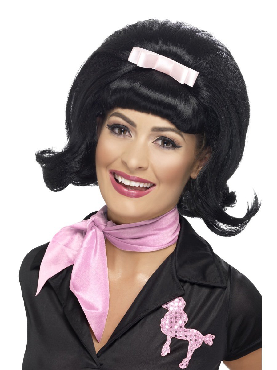 Smiffys 50s Flicked Beehive Bob Black Fancy Dress