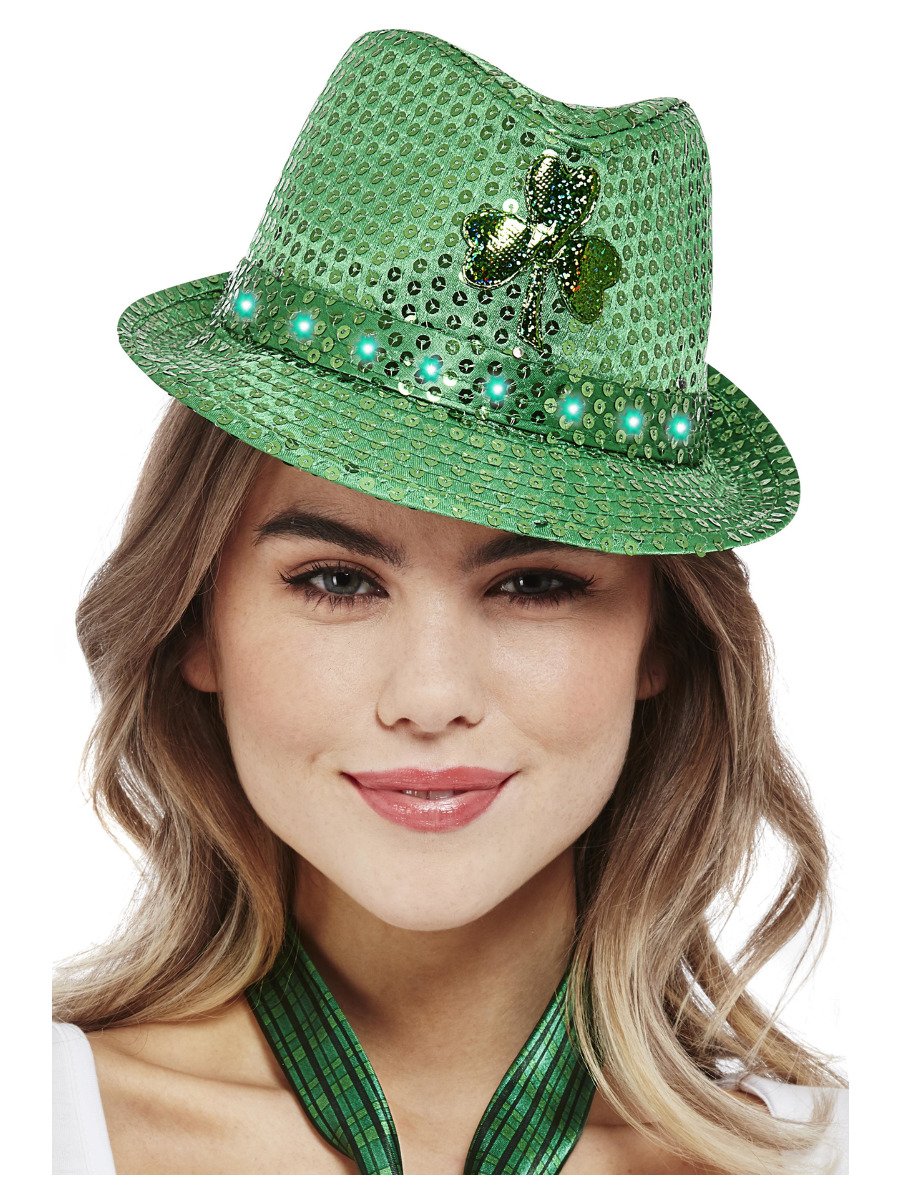 Click to view product details and reviews for Smiffys Paddys Day Light Up Sequin Trilby Hat Fancy Dress.