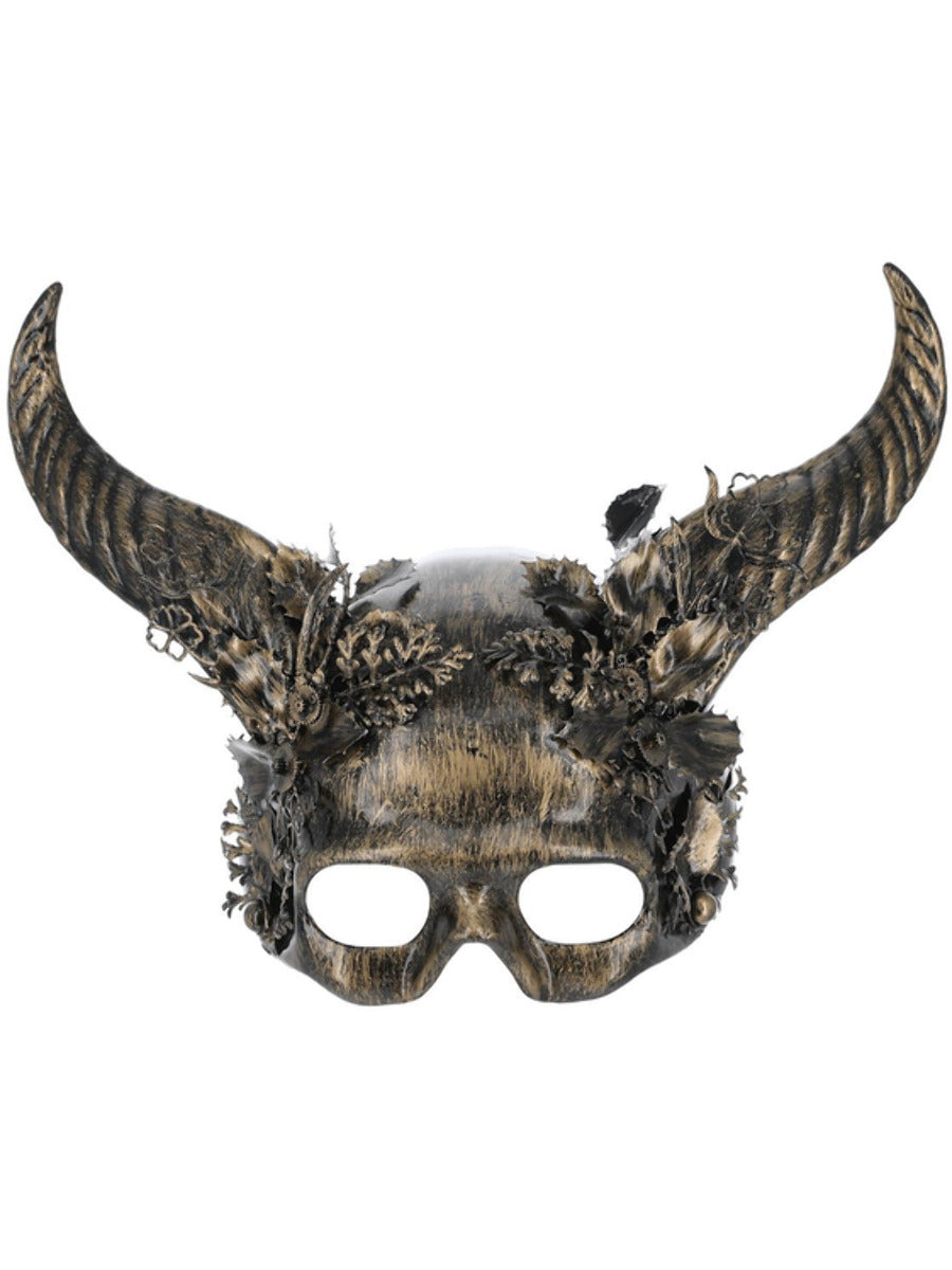 Click to view product details and reviews for Deluxe Gold Horned Masquerade Mask.