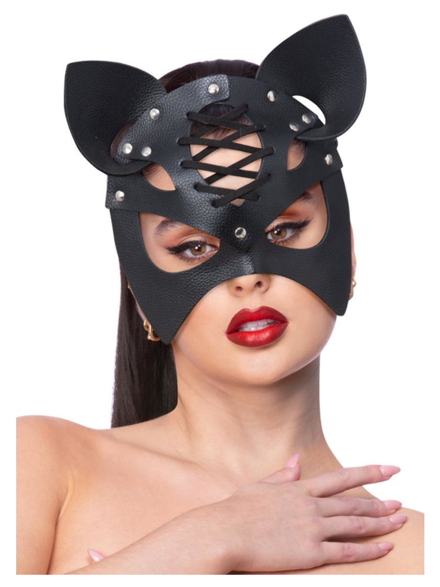 Click to view product details and reviews for Fever Black Mock Leather Cat Mask.