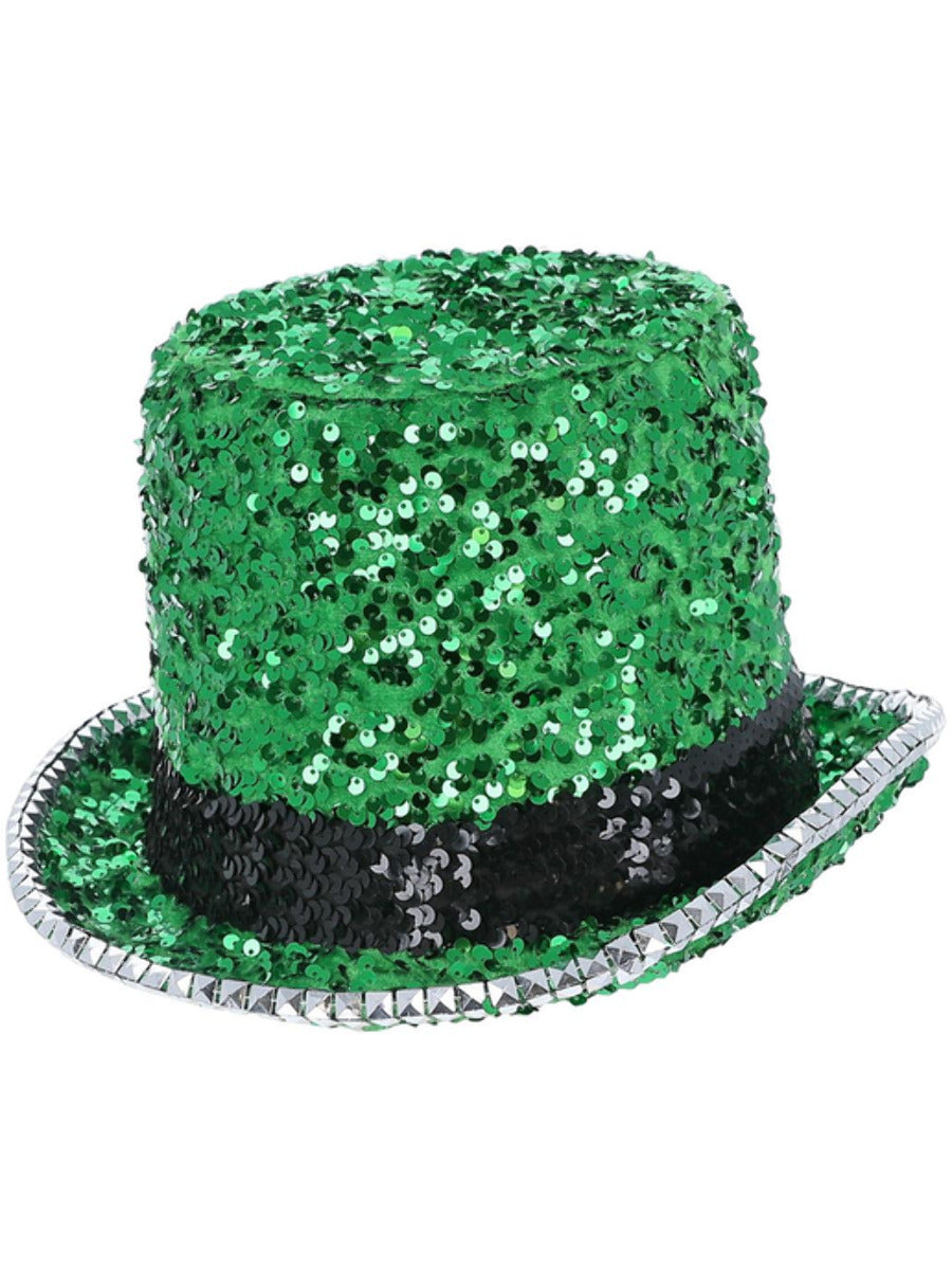 Fever Deluxe Felt Sequin Top Hat Green
