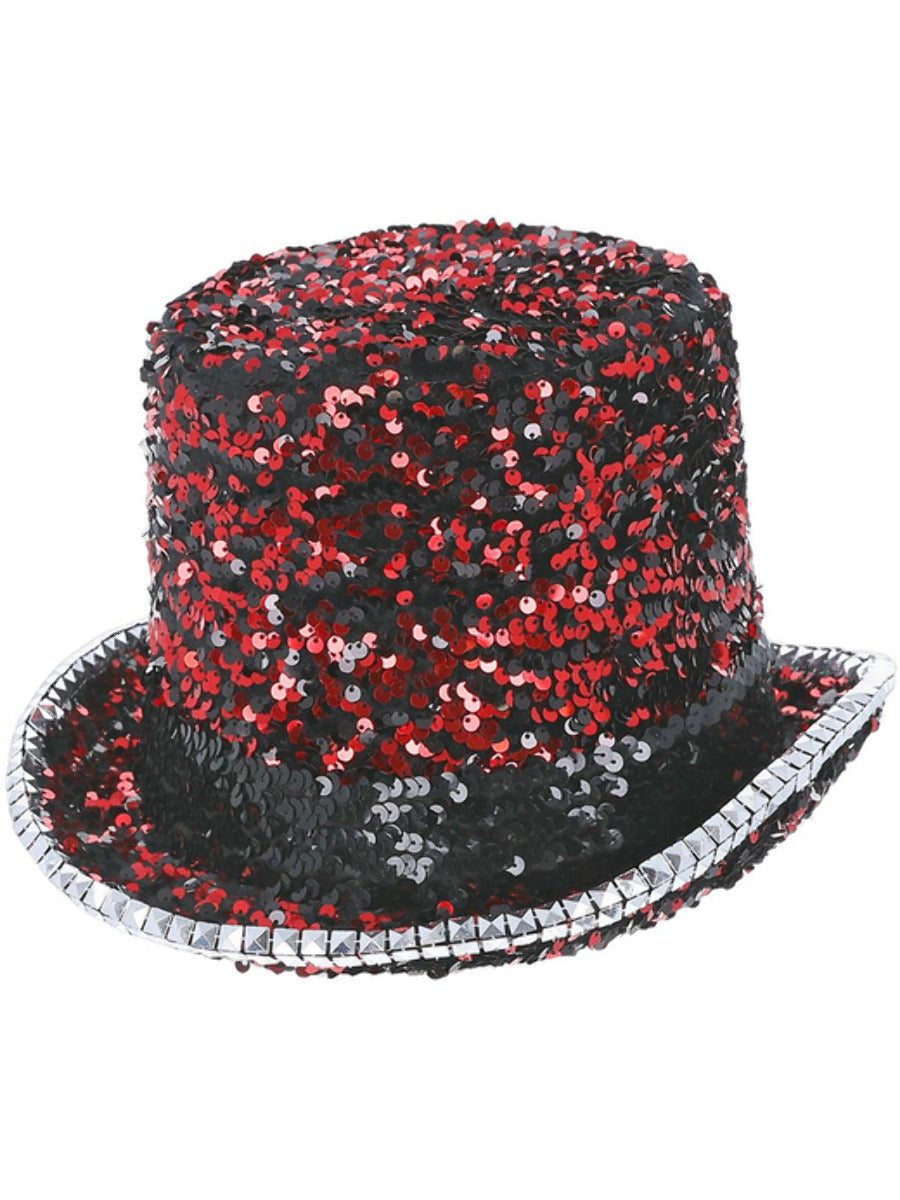 Click to view product details and reviews for Fever Deluxe Felt Sequin Top Hat Red.