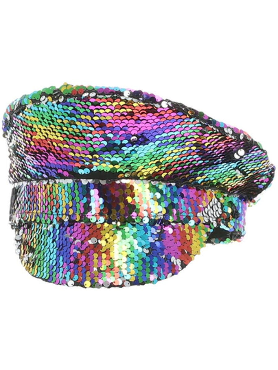 Click to view product details and reviews for Sequin Captains Hat Rainbow.