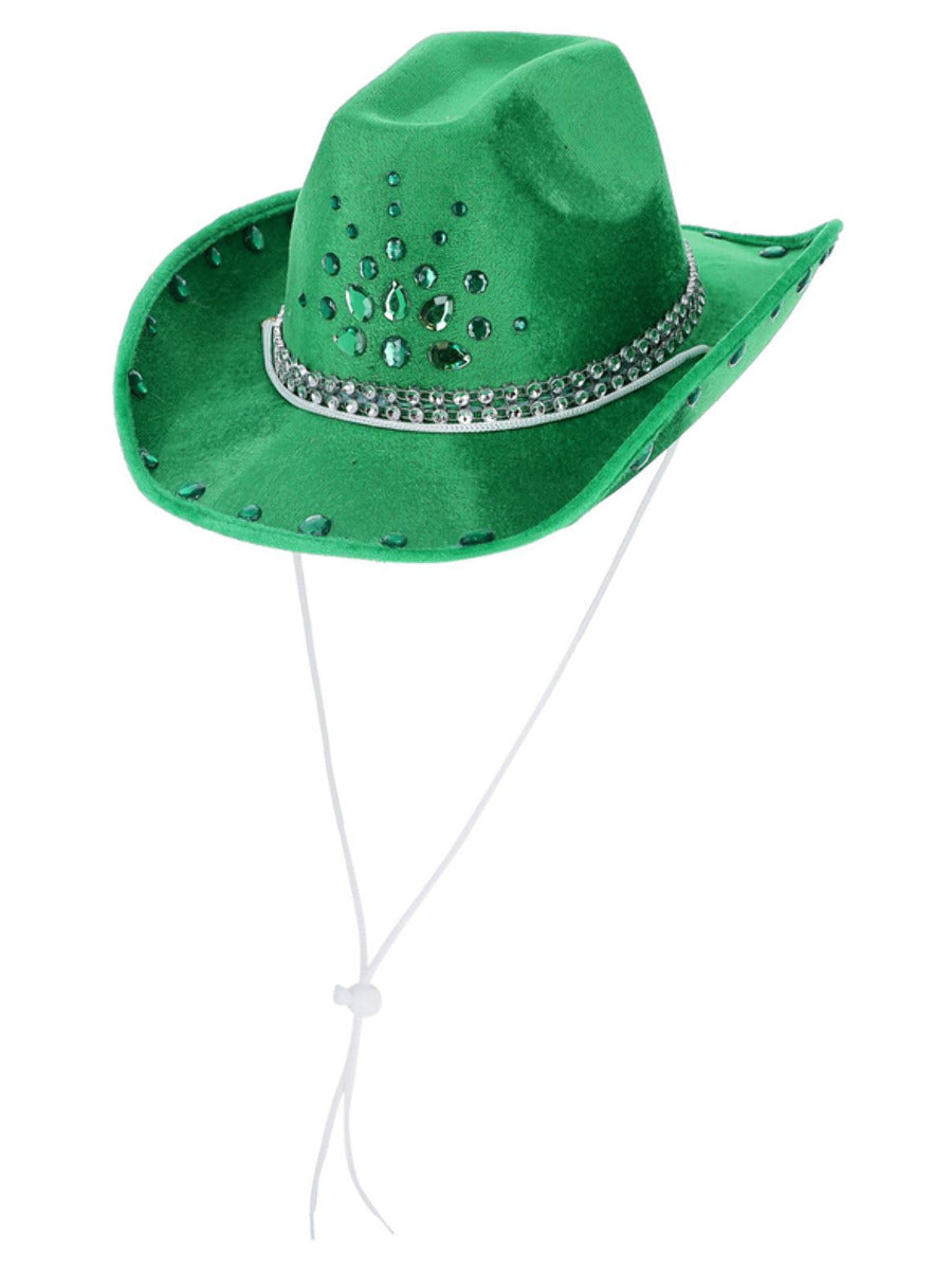 Click to view product details and reviews for Green Rhinestone Cowboy Hat.