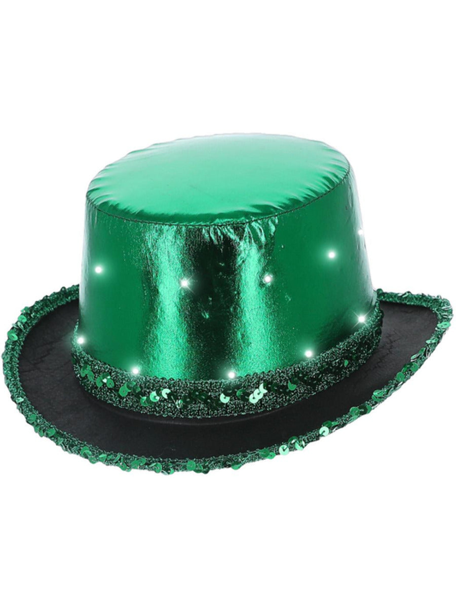 Click to view product details and reviews for Led Light Up Metallic Top Hat Green.