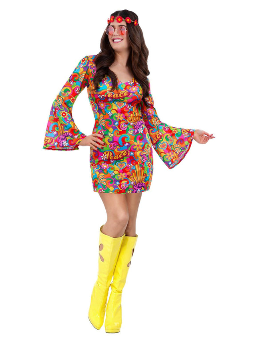 60s Rainbow Peace Hippie Costume Plus X1 Uk 20 22