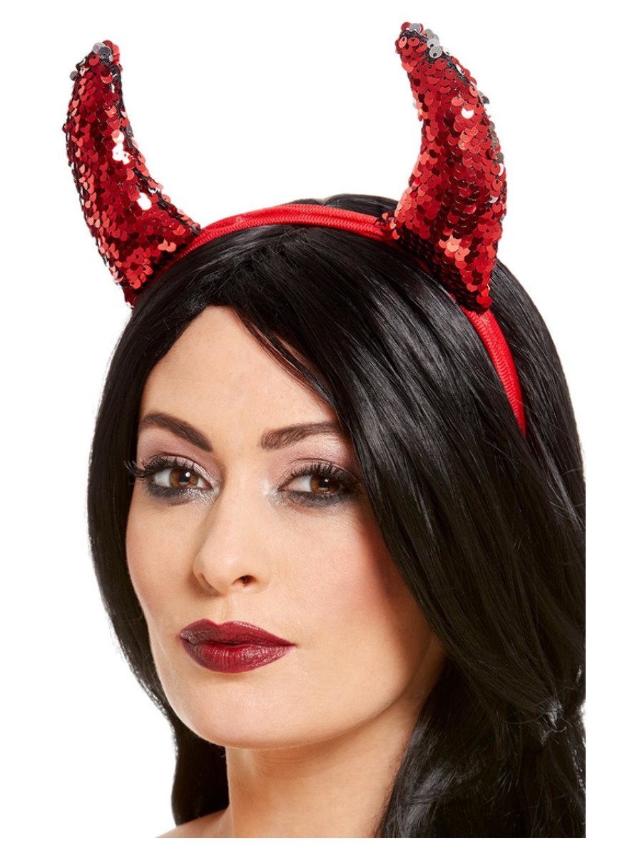 Click to view product details and reviews for Smiffys Reversible Sequin Devil Horns Fancy Dress.