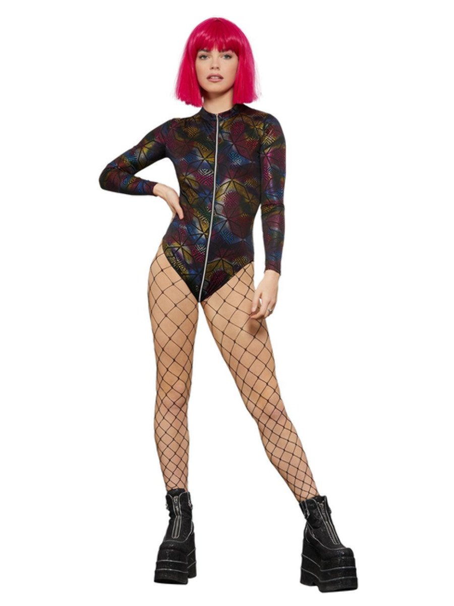 Click to view product details and reviews for Smiffys Fever Miss Whiplash Rainbow Print Bodysuit Fancy Dress X Small Uk 4 6.