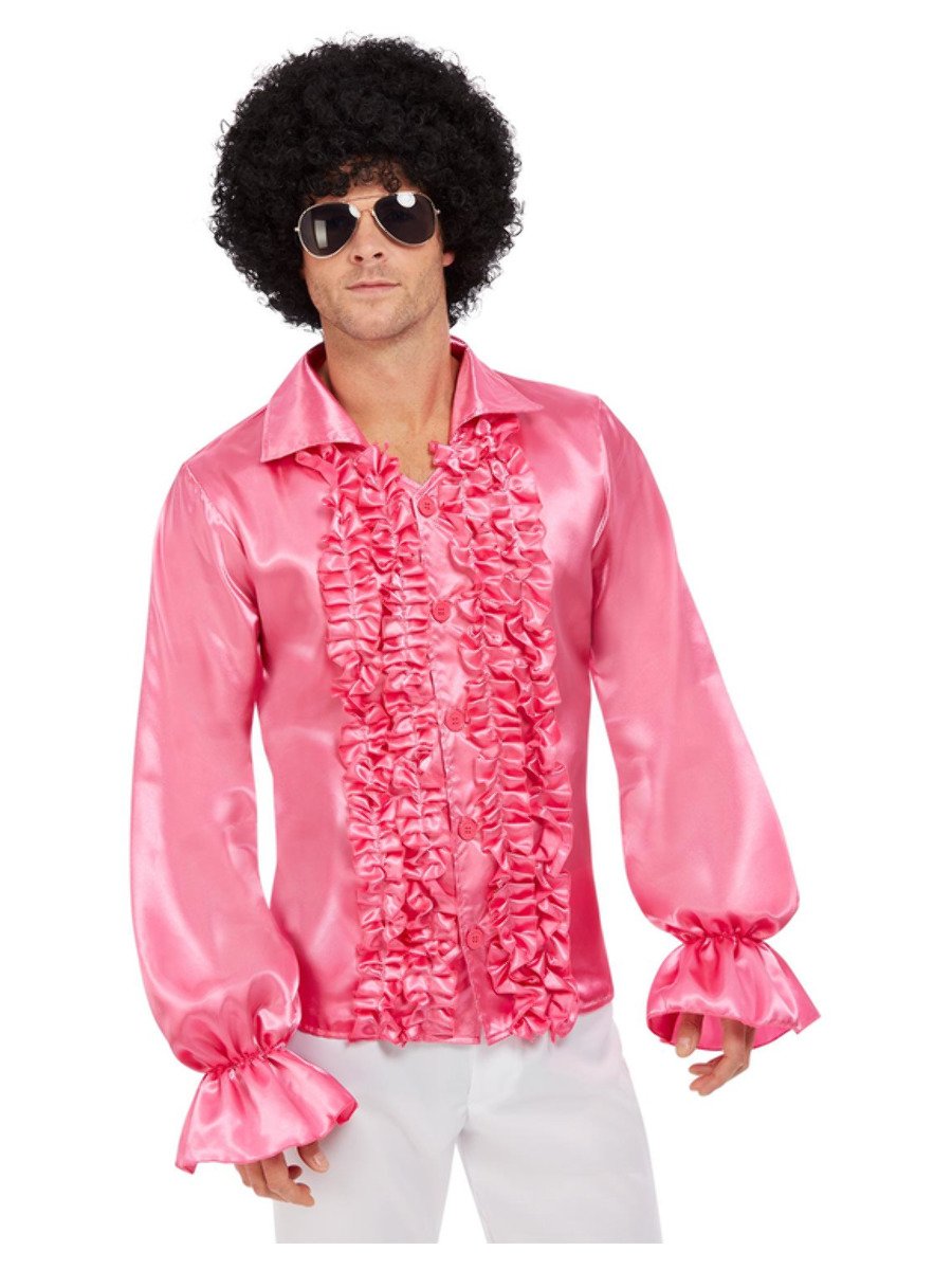 60s Ruffled Shirt Hot Pink Medium Chest 38 40