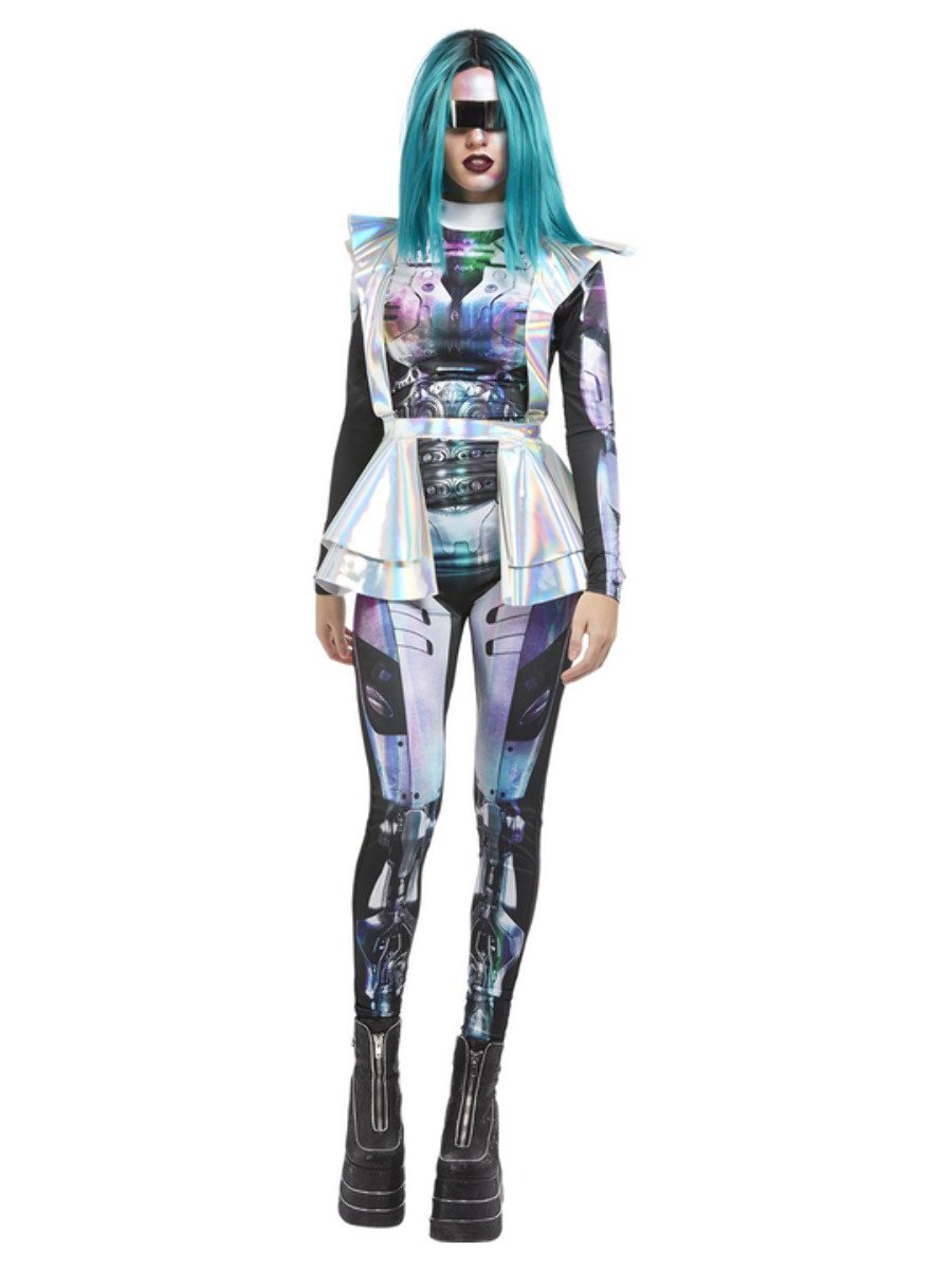 Photos - Fancy Dress Smiffys Metallic Space Alien Costume, Multi - , Medium (UK 12-1