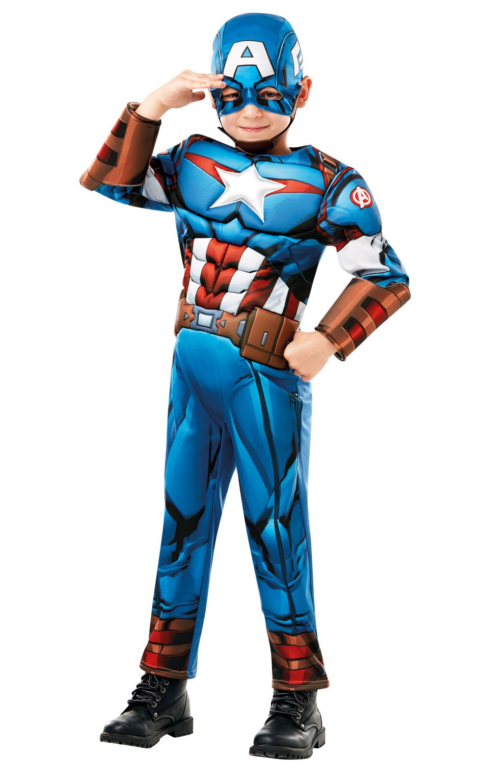 Photos - Fancy Dress Rubies Boys Deluxe Captain America Costume, Medium  (Age 5-6)