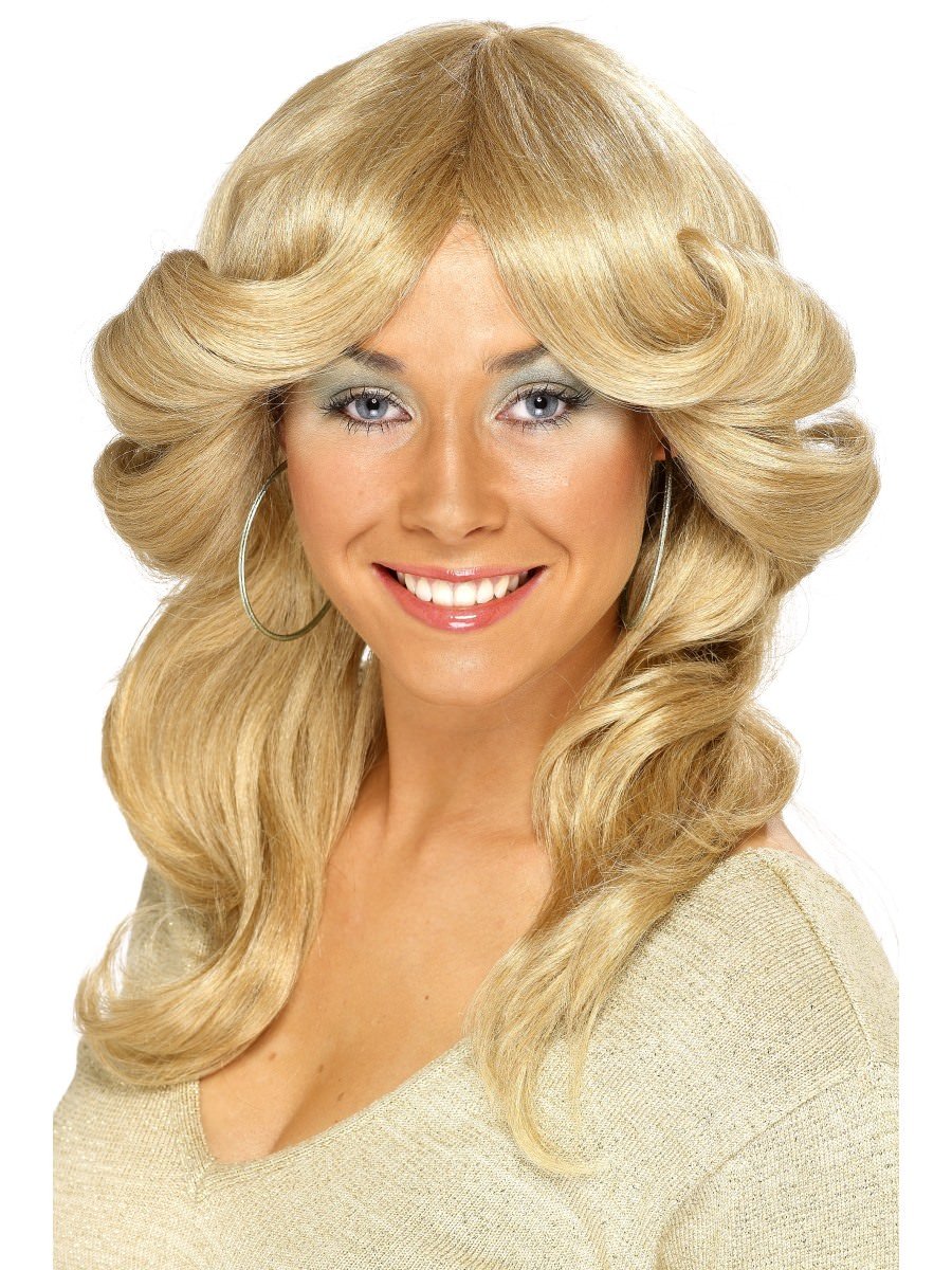 Smiffys 70s Flick Wig Long Blonde Fancy Dress