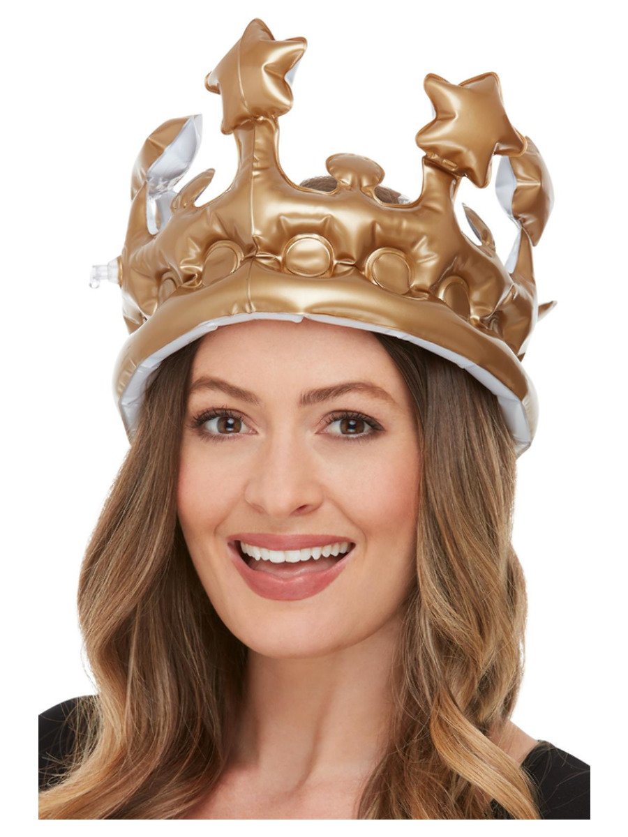 Smiffys Inflatable Crown Gold Fancy Dress