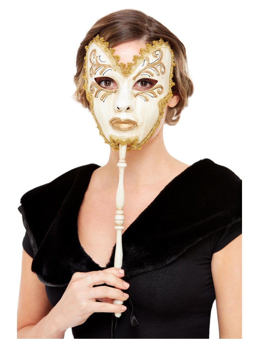 Smiffys Venetian Mask Cream Fancy Dress - Fancy Dress Costumes