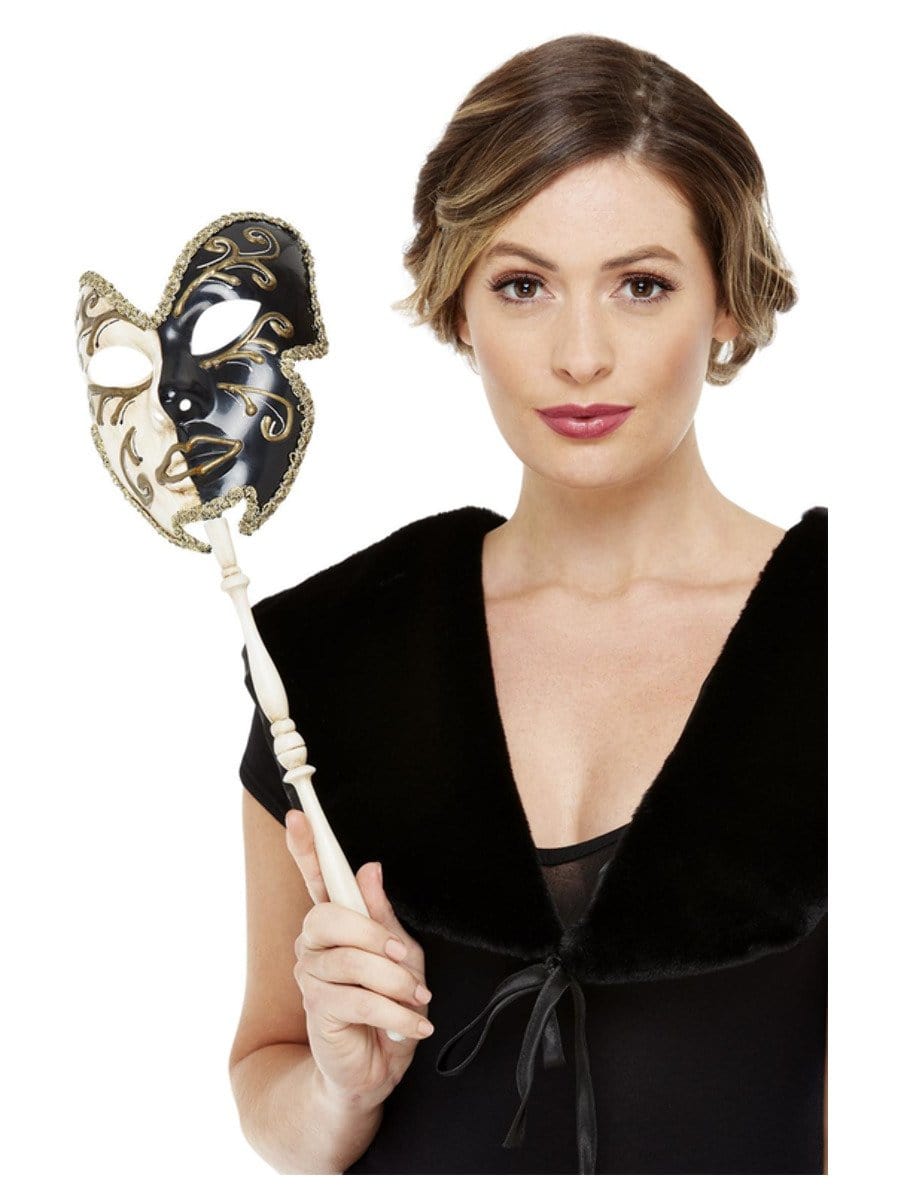 Smiffys Venetian Mask Black Cream Fancy Dress