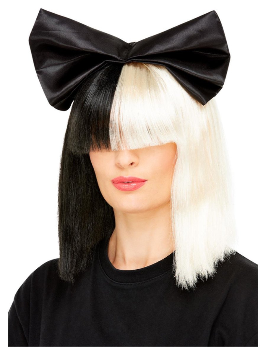 Two Tone Popstar Wig Black White