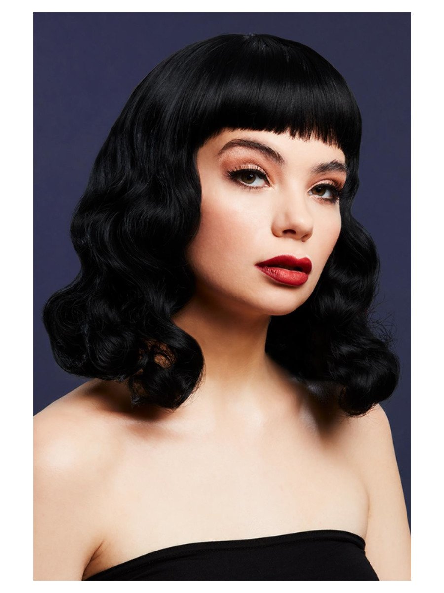 Smiffys Fever Bettie Wig With Short Fringe Black Fancy Dress