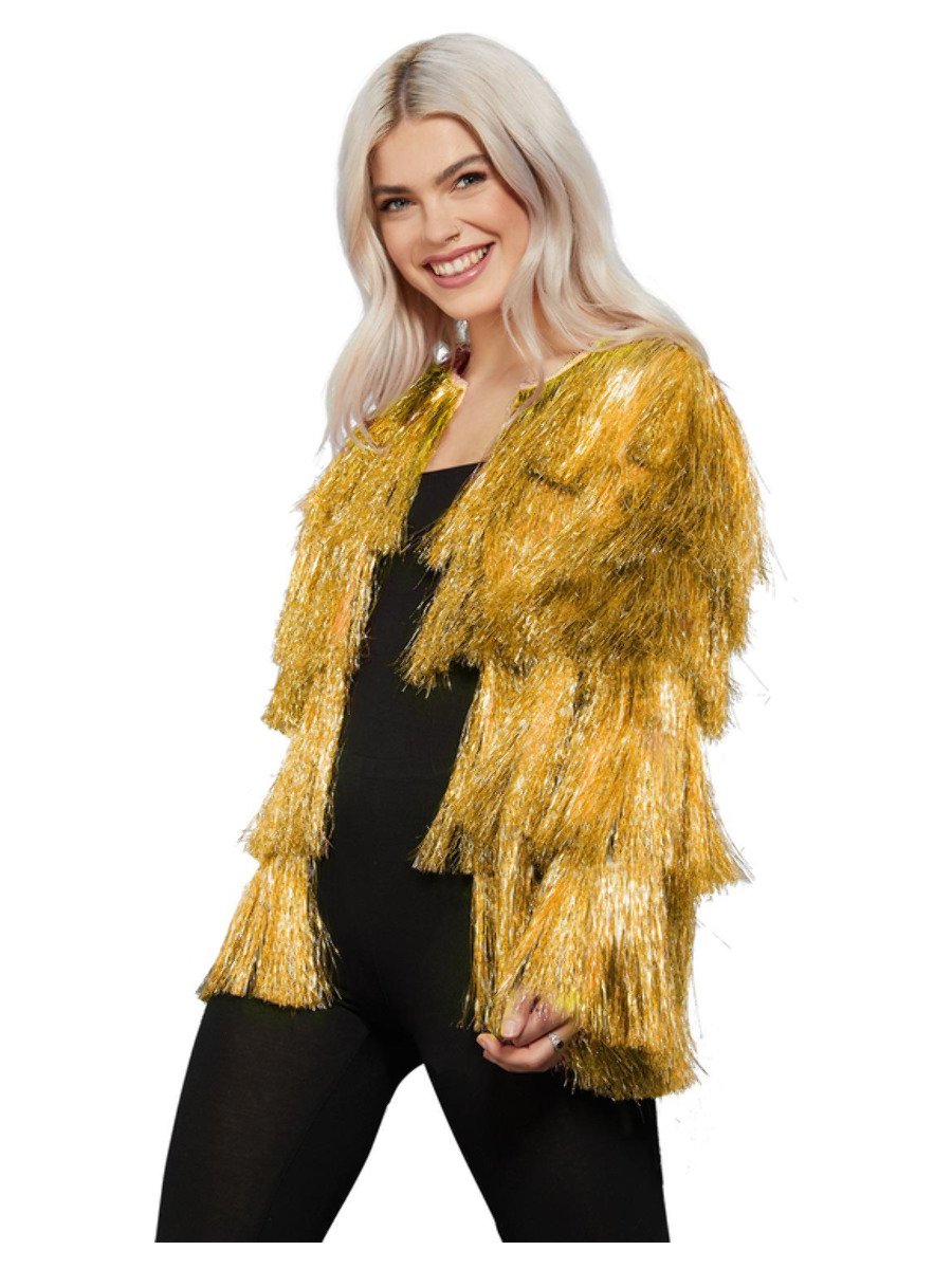 Click to view product details and reviews for Smiffys Fever Tinsel Festival Jacket Gold Fancy Dress Large Plus X1 Uk 16 22.