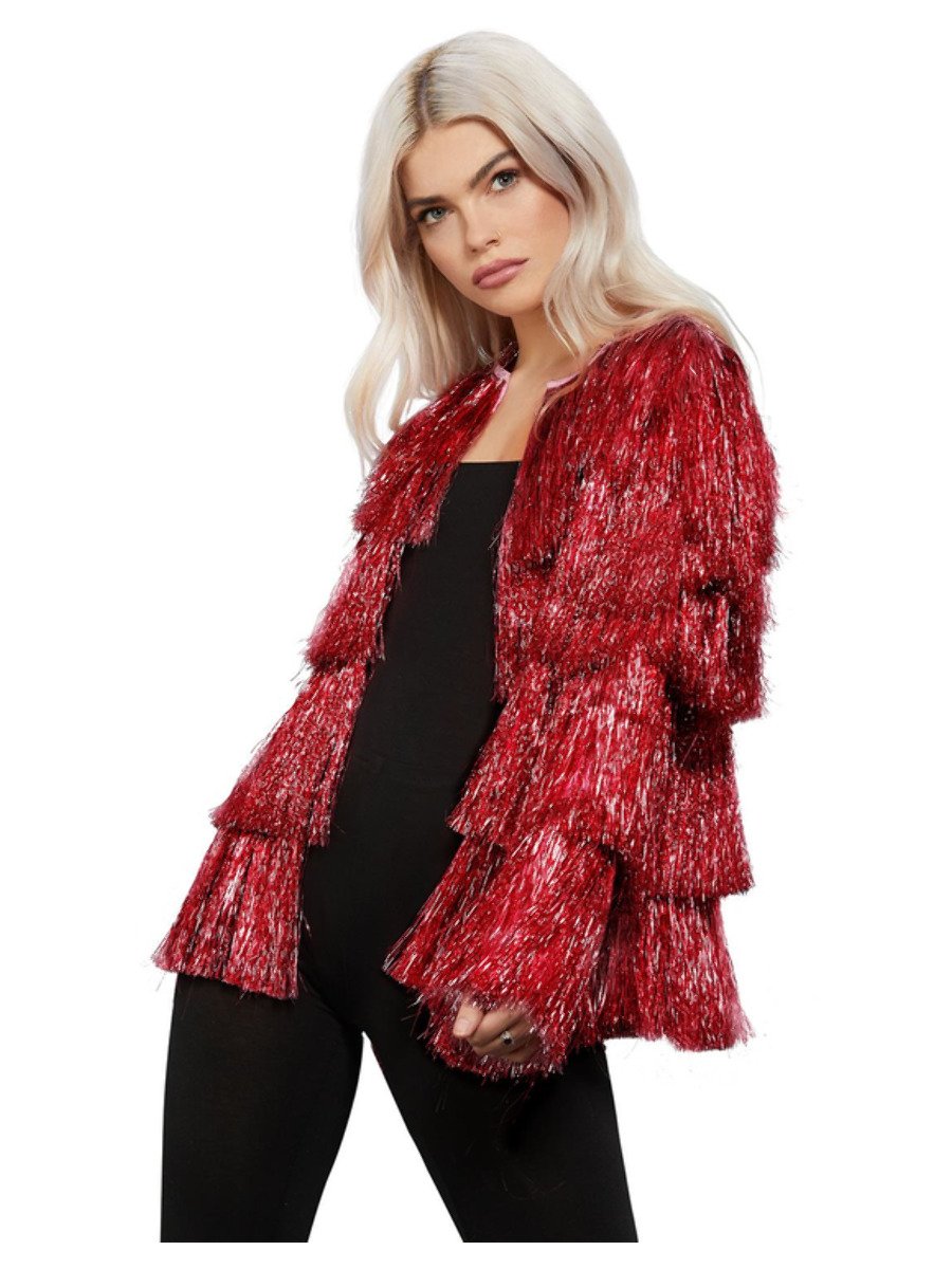 Click to view product details and reviews for Smiffys Fever Tinsel Festival Jacket Red Fancy Dress Large Plus X1 Uk 16 22.
