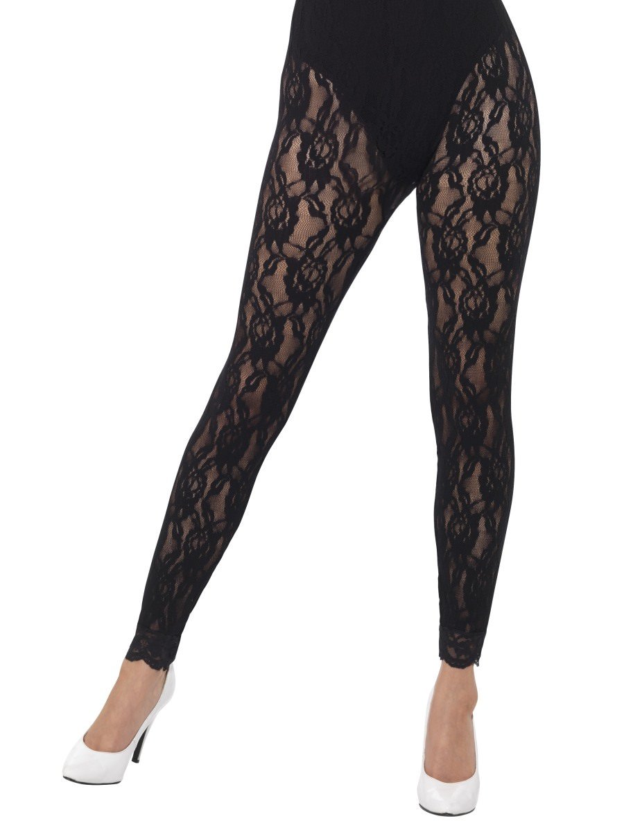 Click to view product details and reviews for Smiffys 80s Lace Leggings Black Fancy Dress.