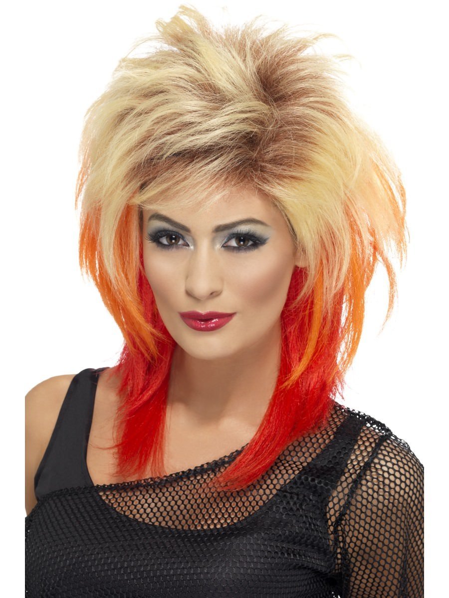 Click to view product details and reviews for Smiffys 80s Mullet Wig Blonde With Red Streaks Fancy Dress.