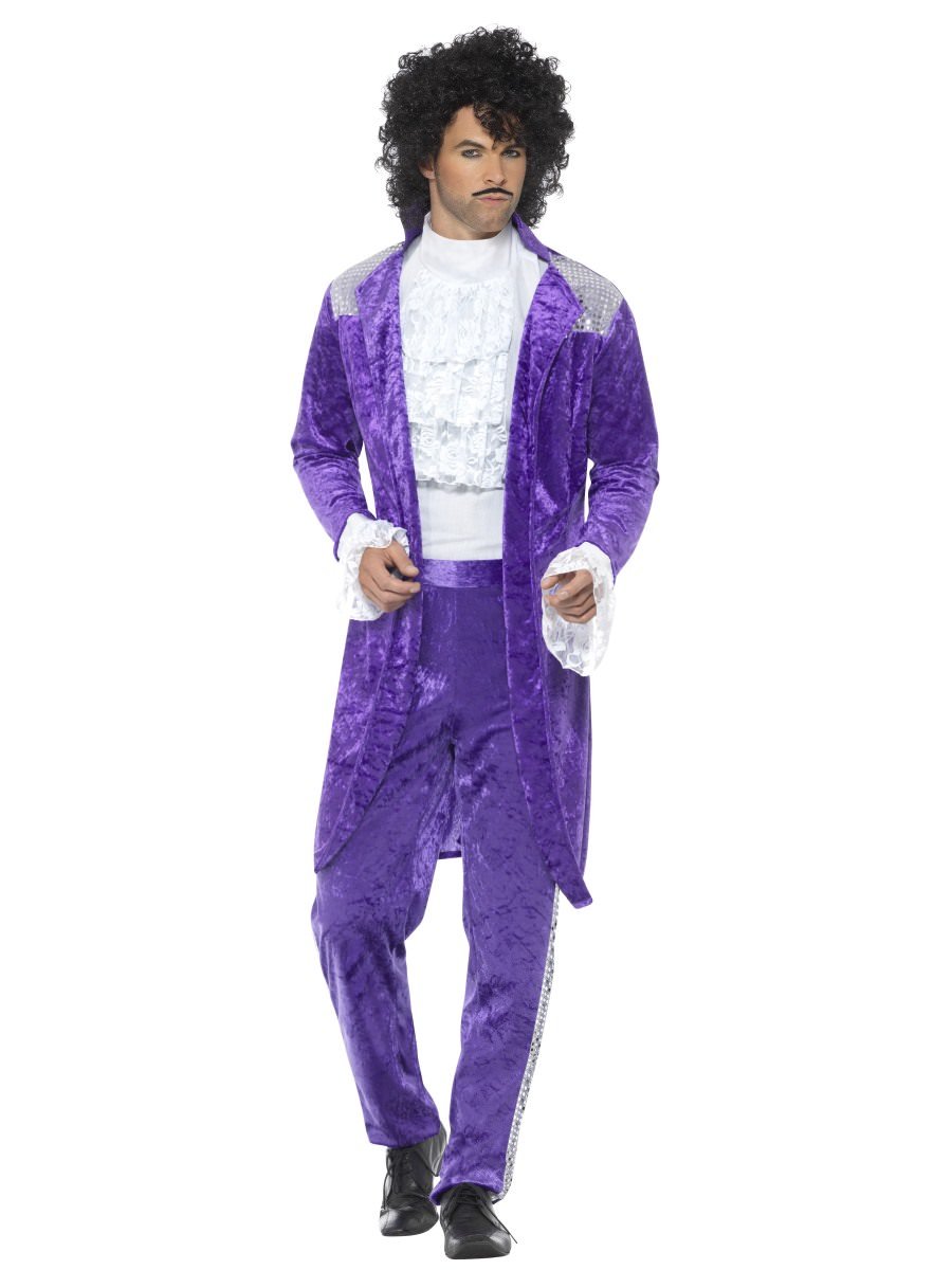 Photos - Fancy Dress Smiffys 80s Purple Musician Costume - , Large (Chest 42-44)