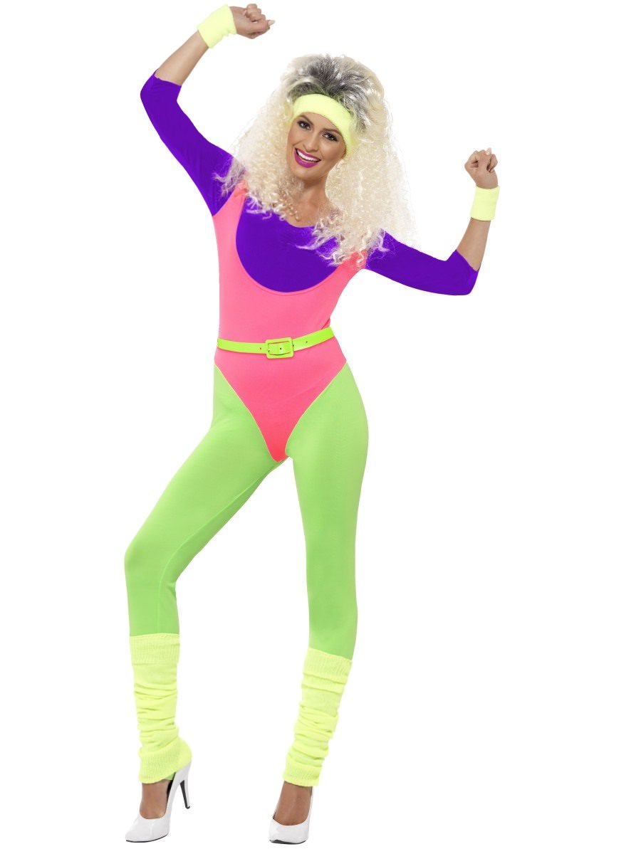 Photos - Fancy Dress Smiffys 80s Work Out Costume - , Small (UK 8-10)