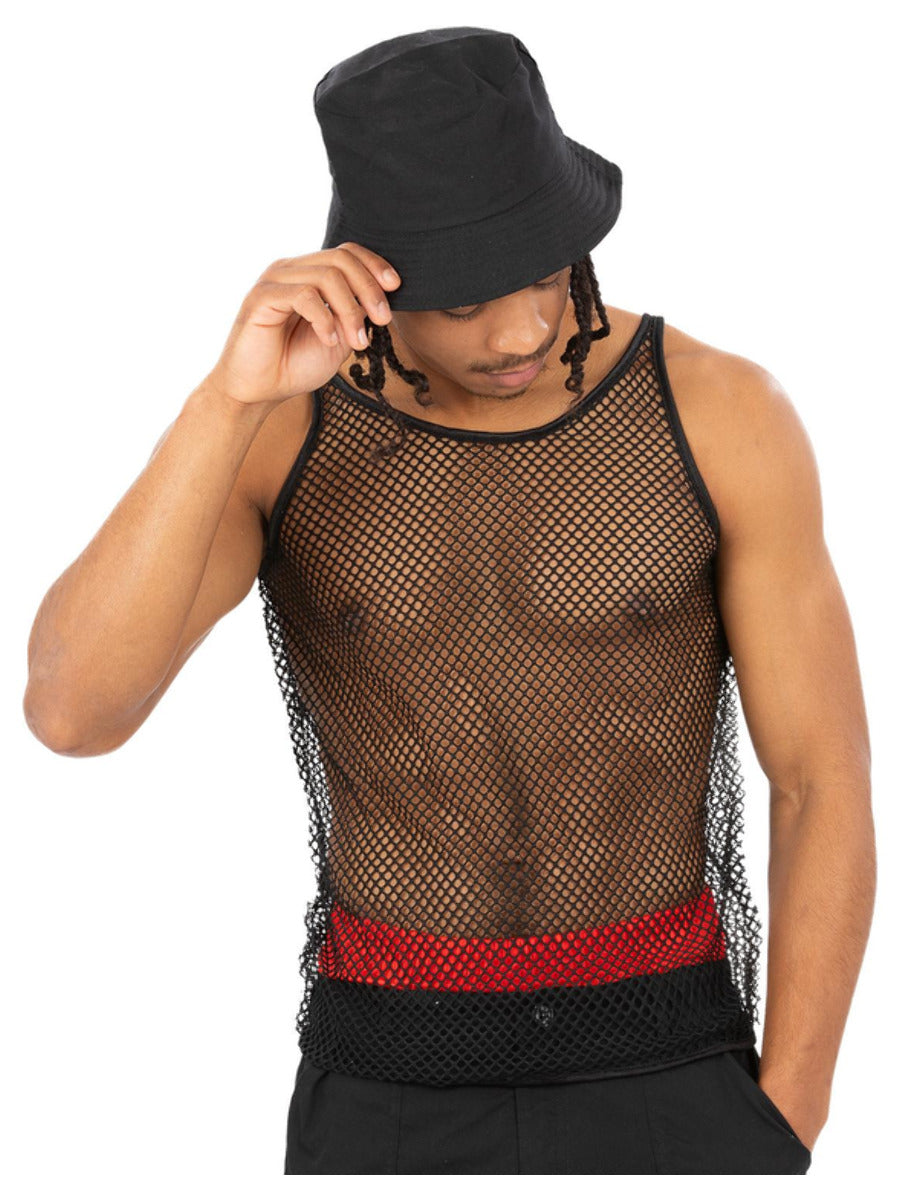 Click to view product details and reviews for 90s Unisex String Vest Black Chest Up To 40.