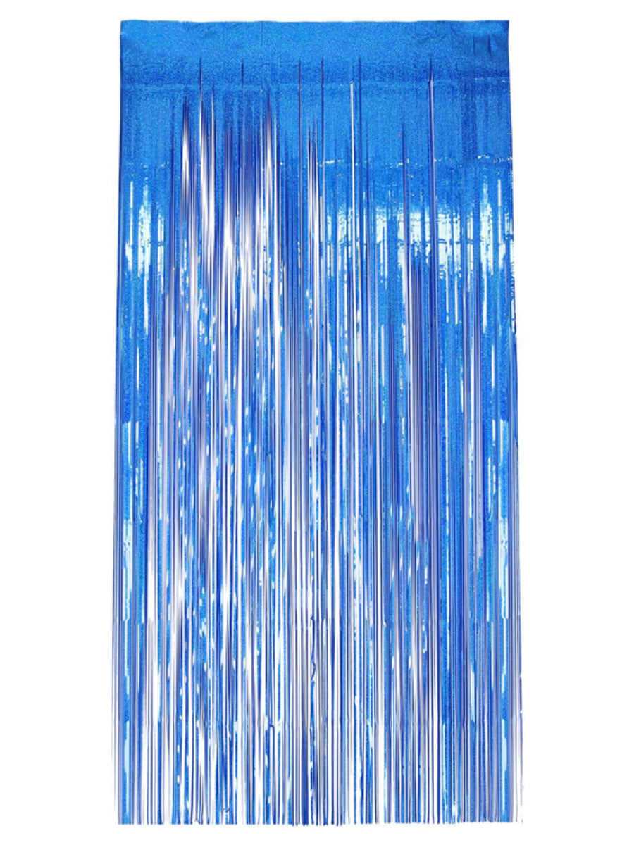 Holographic Foil Curtain Backdrop Blue