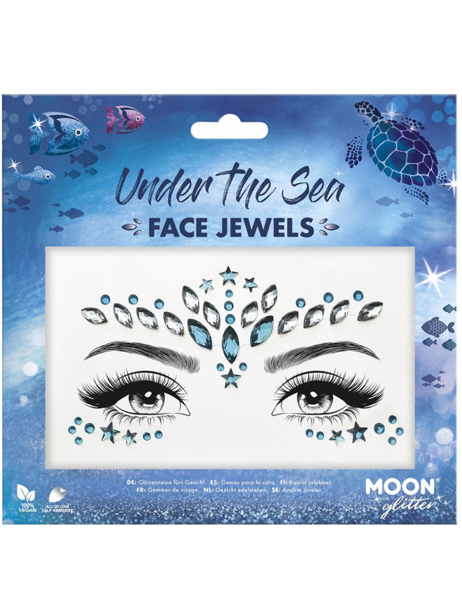 Smiffys Moon Glitter Face Jewels Under The Sea Fancy Dress