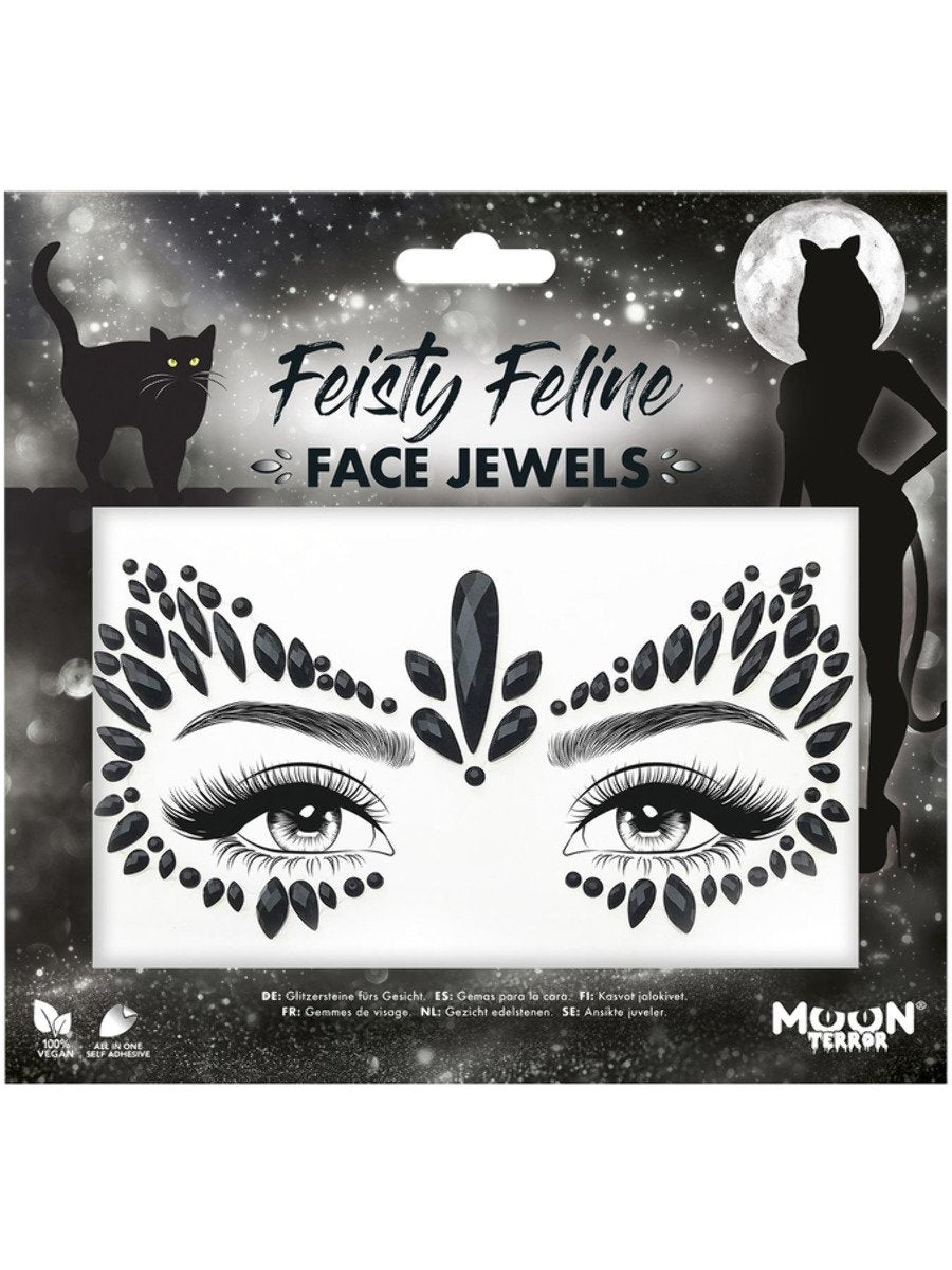 Smiffys Moon Terror Face Jewels Feisty Feline Fancy Dress