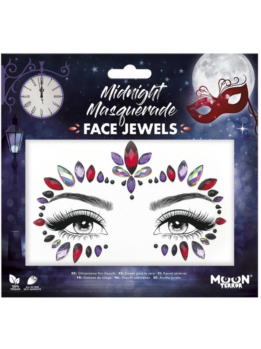 Smiffys Moon Terror Face Jewels Midnight Masquerade Fancy Dress