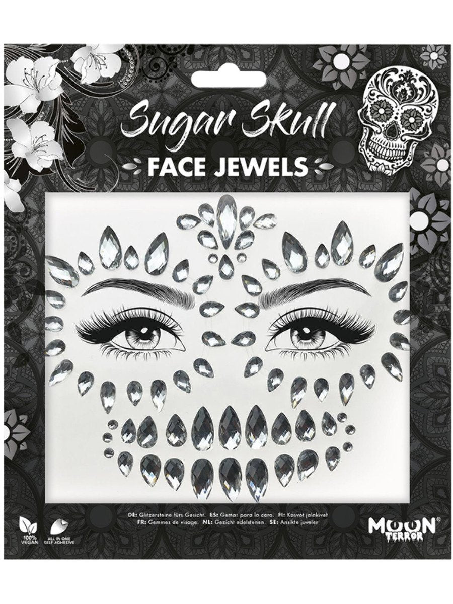 Smiffys Moon Terror Face Jewels Sugar Skull Fancy Dress