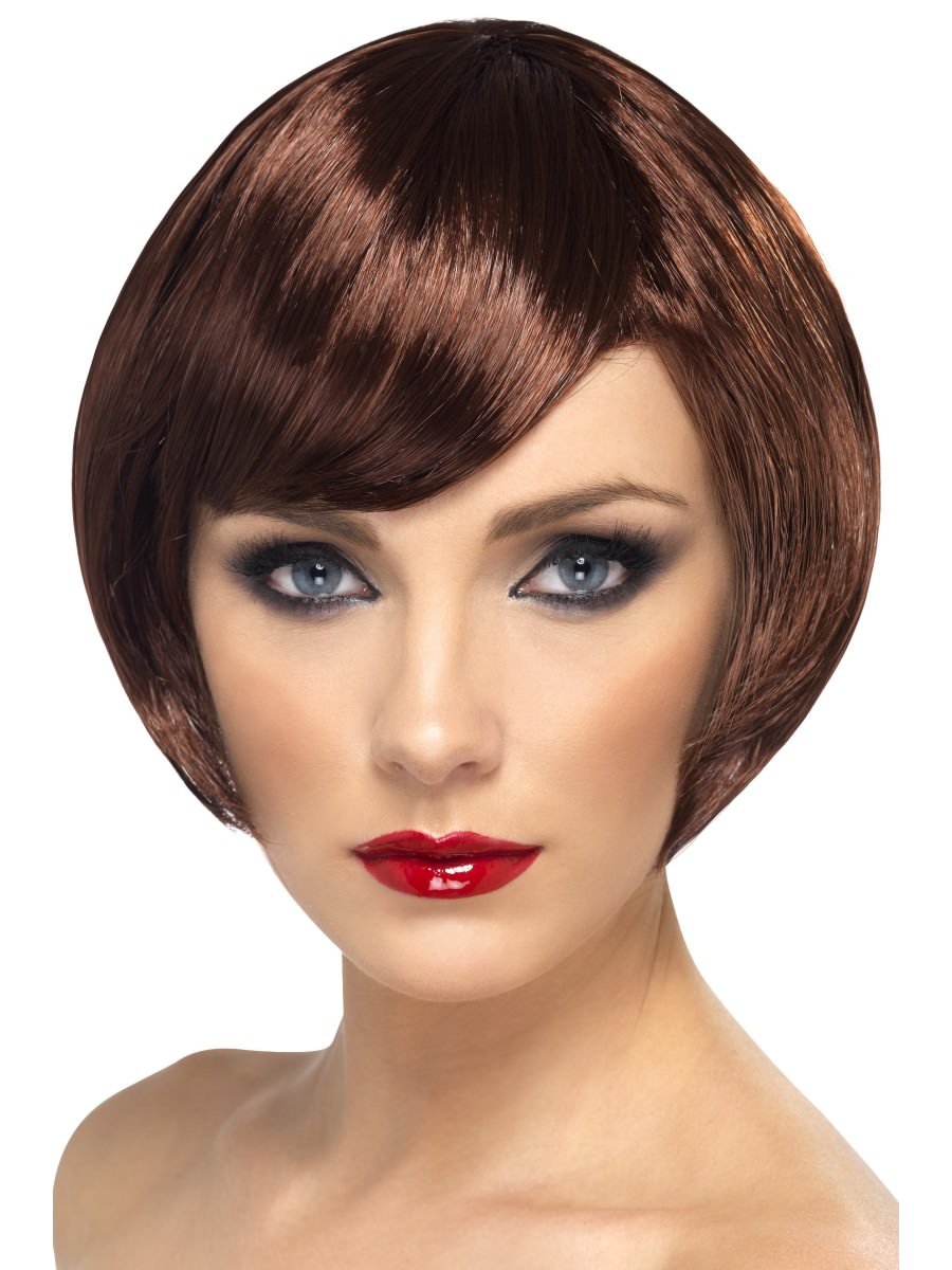 Click to view product details and reviews for Smiffys Babe Wig Brown Short Bob With Fringe Fancy Dress.