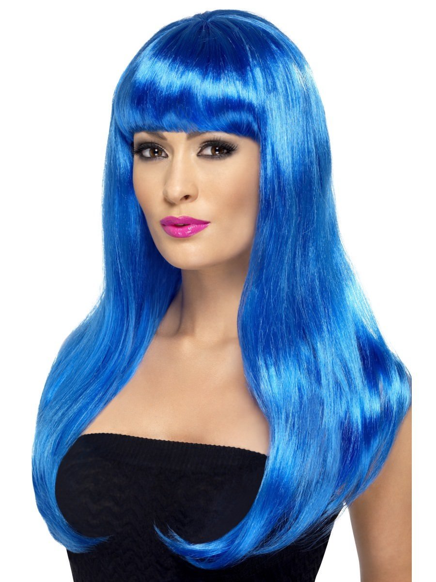 Click to view product details and reviews for Smiffys Babelicious Wig Blue Long Straight With Fringe Fancy Dress.