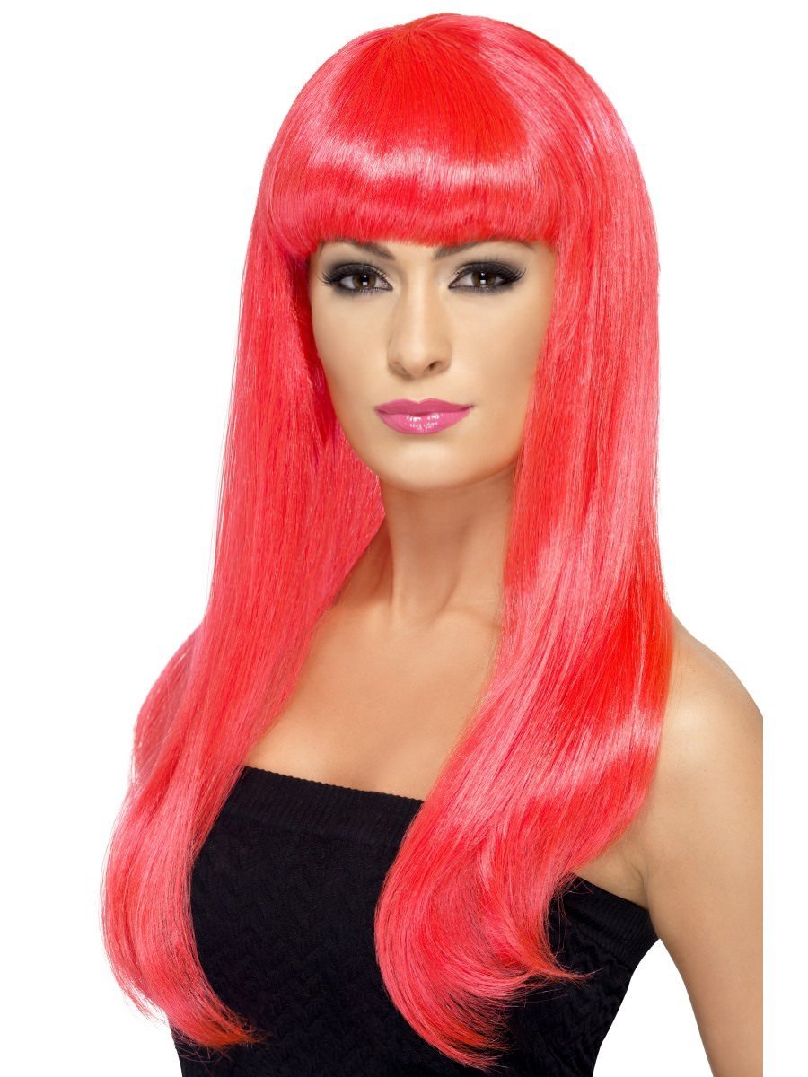 Click to view product details and reviews for Smiffys Babelicious Wig Neon Pink Long Straight With Fringe Fancy Dress.
