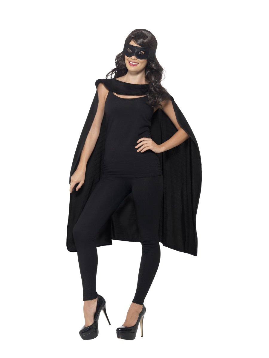 Photos - Fancy Dress Smiffys Cape, Black, with Eyemask - 