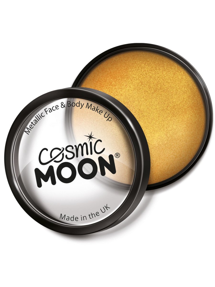 Smiffys Cosmic Moon Metallic Pro Face Paint Cake Pots Blue Fancy Dress Gold