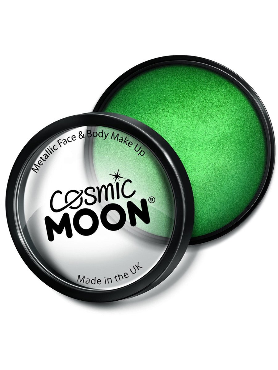 Smiffys Cosmic Moon Metallic Pro Face Paint Cake Pots Blue Fancy Dress Green