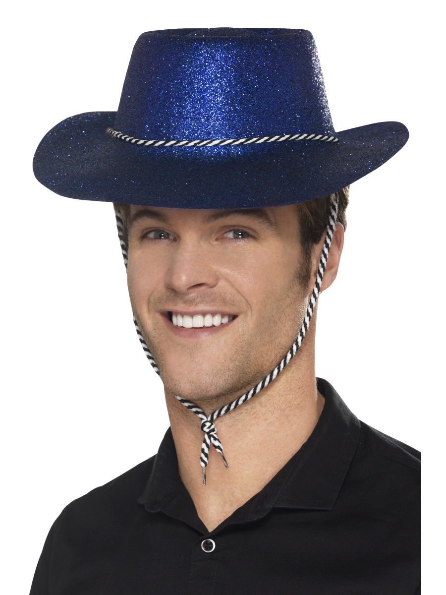 Click to view product details and reviews for Smiffys Cowboy Glitter Hat Blue Fancy Dress.