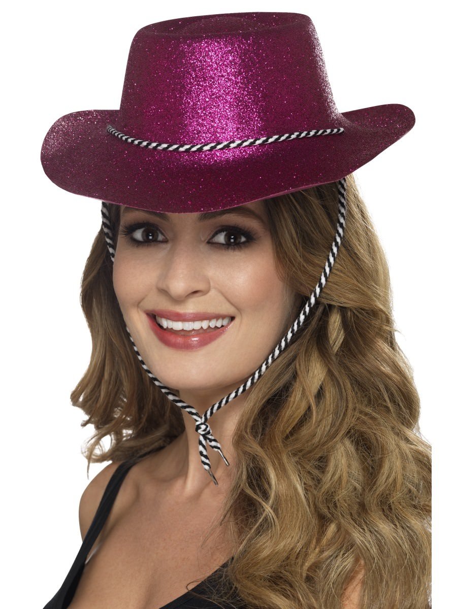 Click to view product details and reviews for Smiffys Cowboy Glitter Hat Pink Fancy Dress.