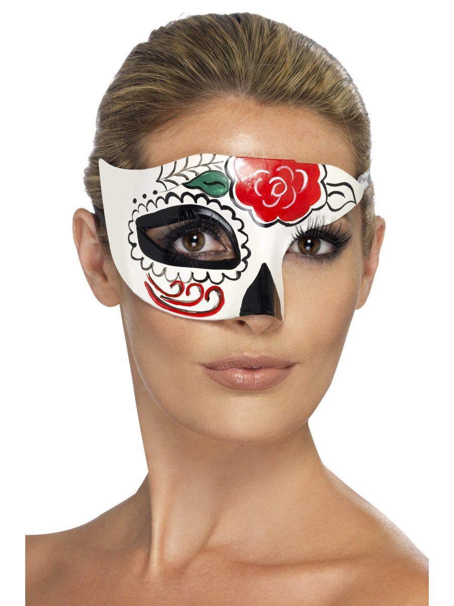 Click to view product details and reviews for Smiffys Day Of The Dead Half Eye Mask Fancy Dress.