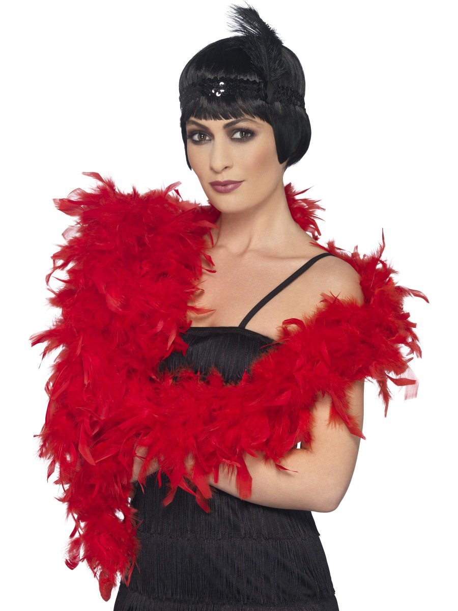 Smiffys Deluxe Feather Boa Red Fancy Dress