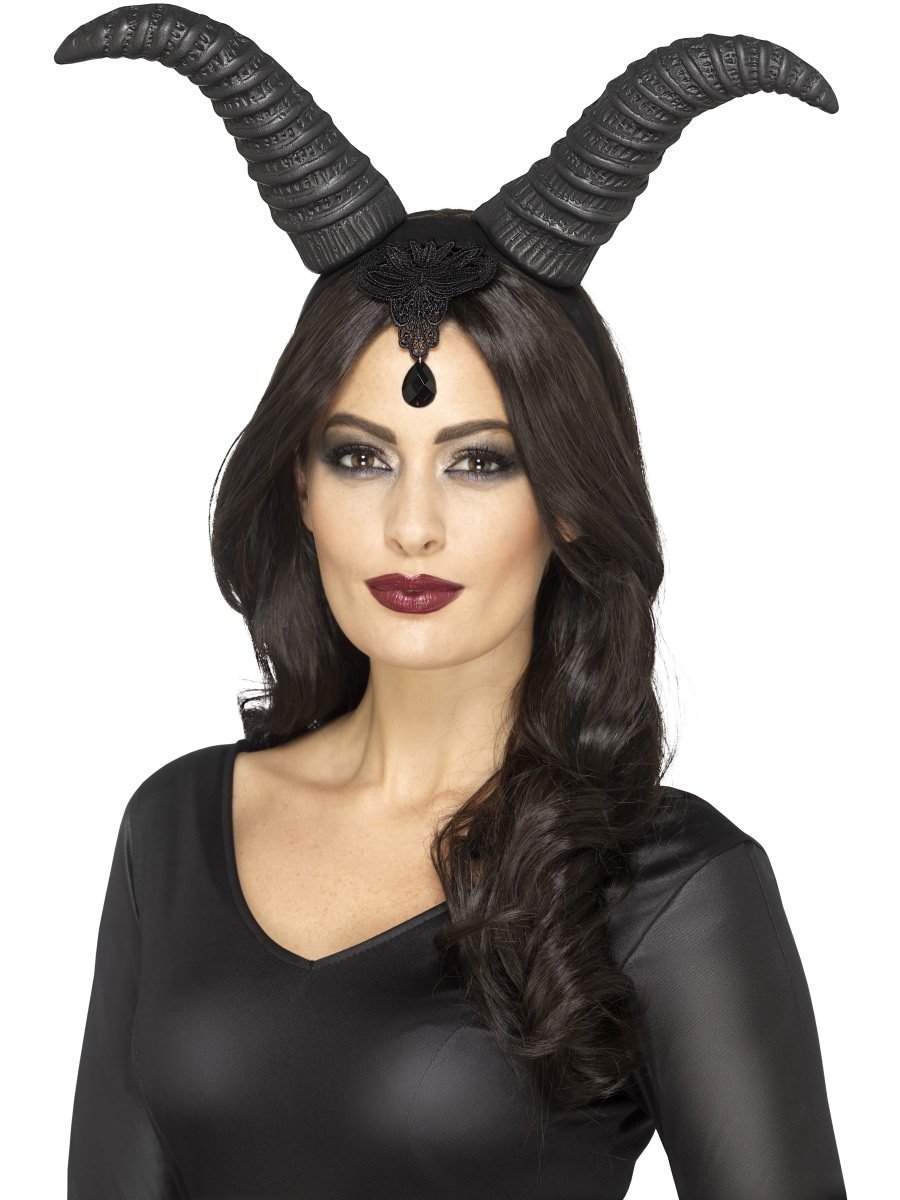 Smiffys Demonic Queen Horns On Headband Fancy Dress
