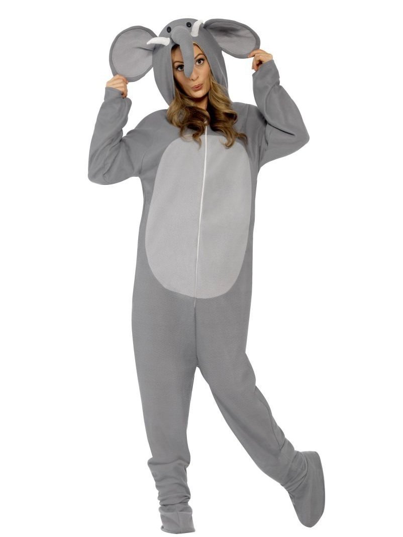 Smiffys Elephant Costume All In One With Hood Fancy Dress Medium Chest 38 40