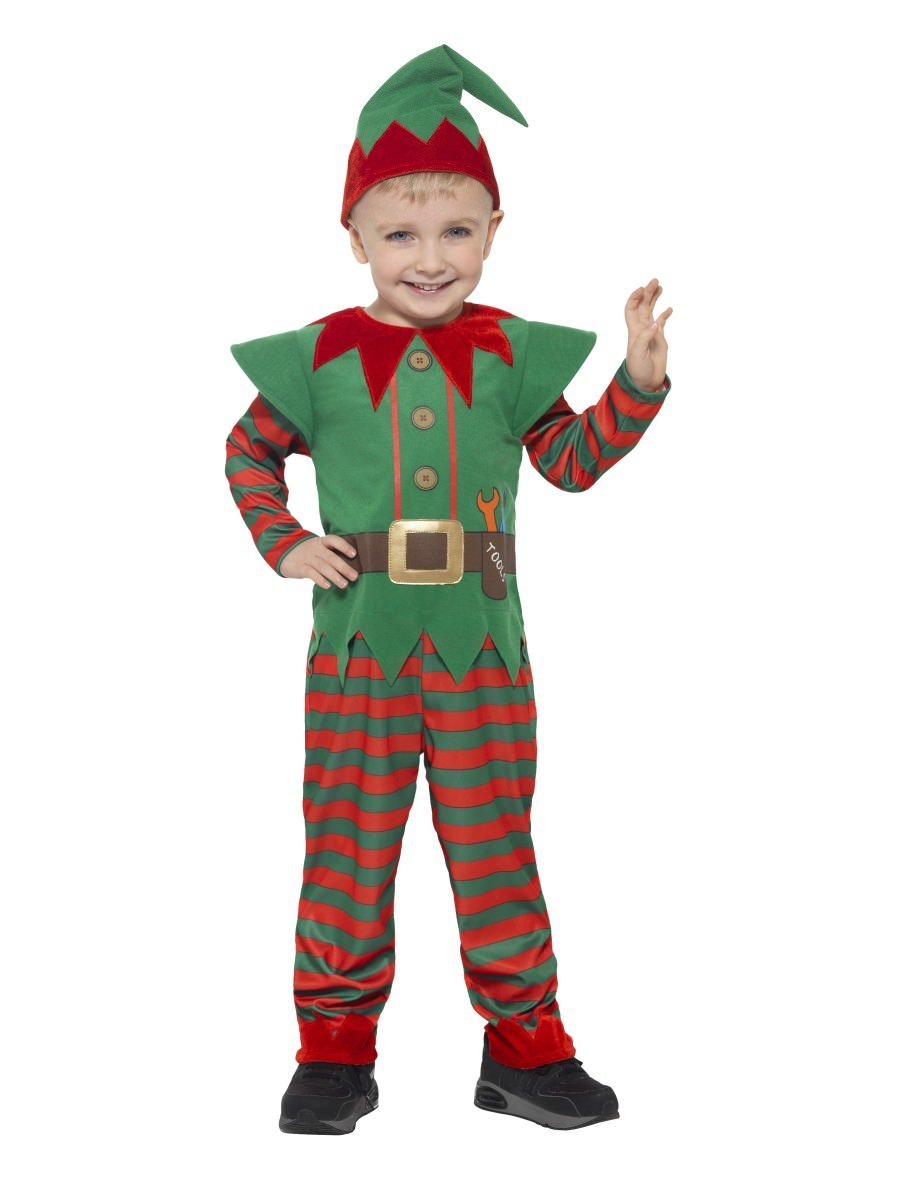 Smiffys Elf Toddler Costume Red Green Fancy Dress Small Age 4 6